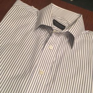 blue and white button down shirt